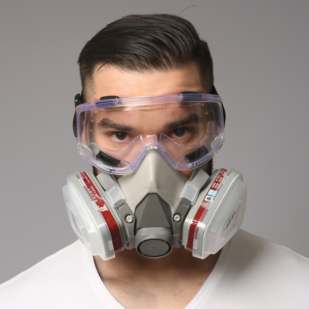 跨境贴标半面罩农药喷漆化工甲醛装修专用防尘毒消防放毒防毒面具