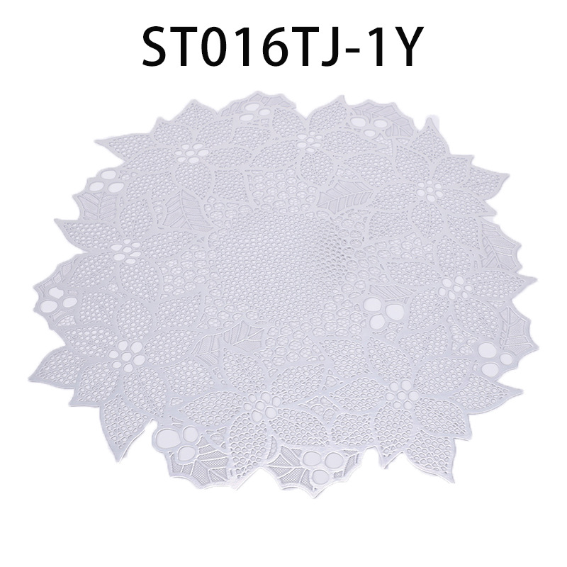 Flower Embroidery PVC Hollow Stamping Dining Table Cushion Tea Cup Vase Mat Insulated Tea Table Decorative Pad