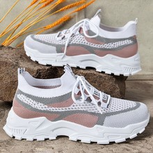 鞋子女时尚夏季新款跨境shoes软底女鞋飞织透气网面鞋轻便老爹鞋