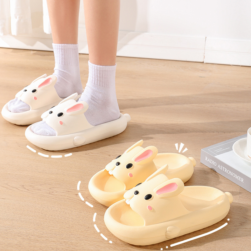 spot wholesale new eva cartoon rabbit home slippers women‘s thick bottom poop feeling outdoor parent-child slippers