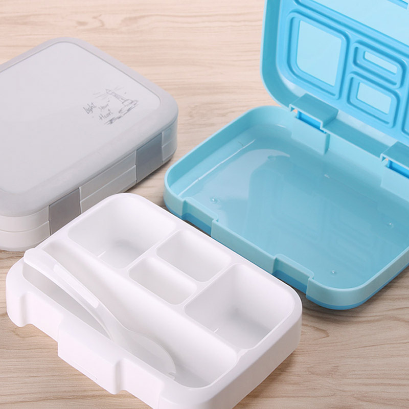 创意新款塑料分格饭盒开学学生四格/五格午餐盒 800ml密封便当盒