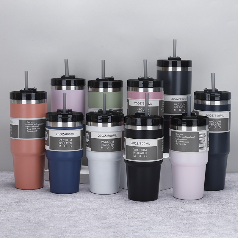 new 20oz30oz double layer large ice cup stainless steel cup accompanying heat and cold insulation coffee cup cup portable