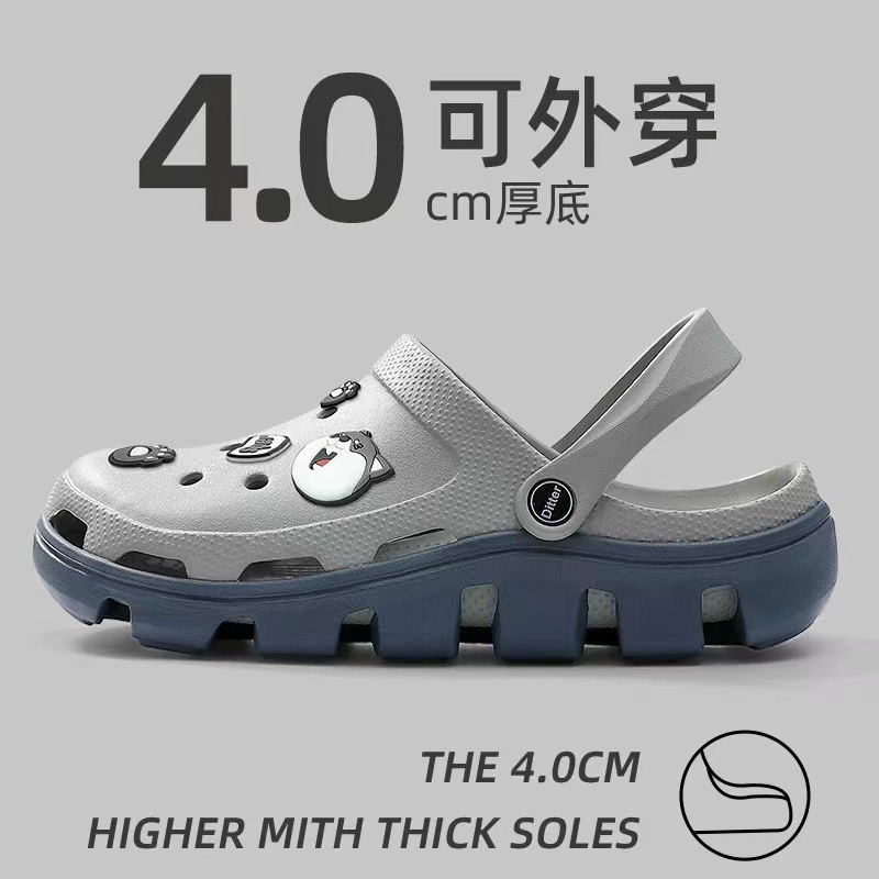 Hole Shoes Men's Outdoor Non-Slip Beach Shoes Men's Slippers Summer Closed Toe Sandals New Outdoor Garden Sandals