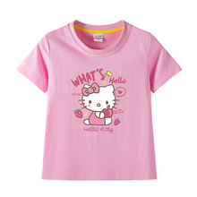 凯蒂猫女童短袖t恤夏季薄款2023新款儿童纯棉宝宝夏天宽松体恤衫