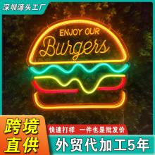 亚马逊led汉堡霓虹灯burger背景装饰氛围灯牌5v亚克力广告造型灯