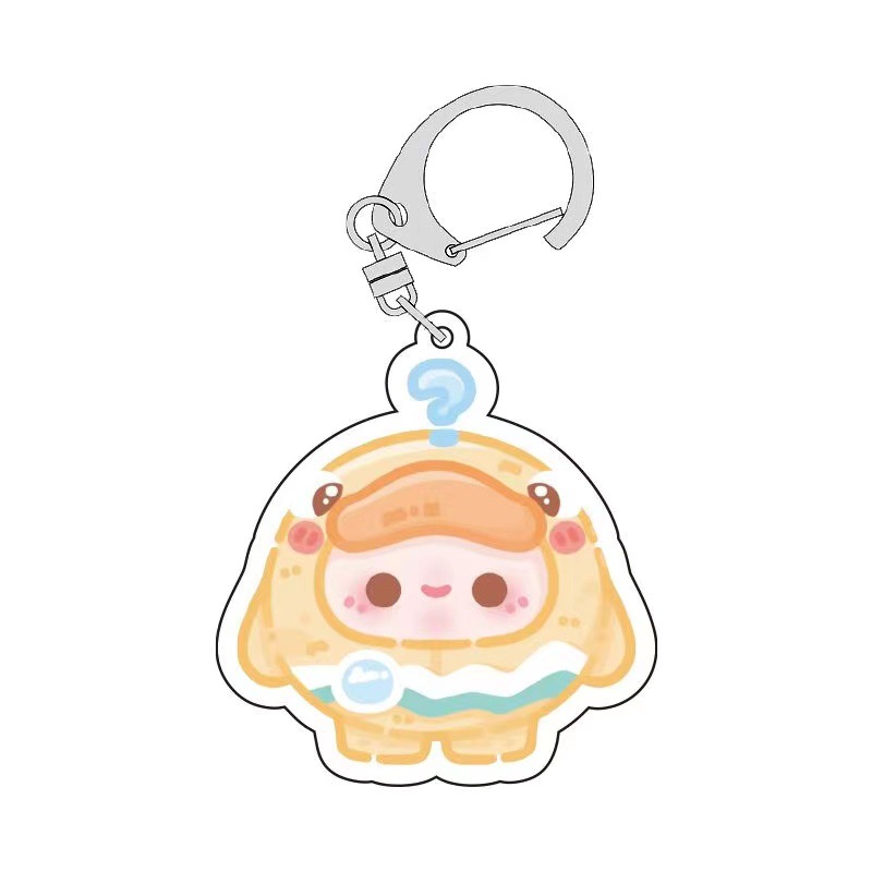 Egg Puff Party Keychain Pendant Surrounding the Game Transparent Acrylic DIY Girlfriends' Gift Friends Schoolbag Pendant