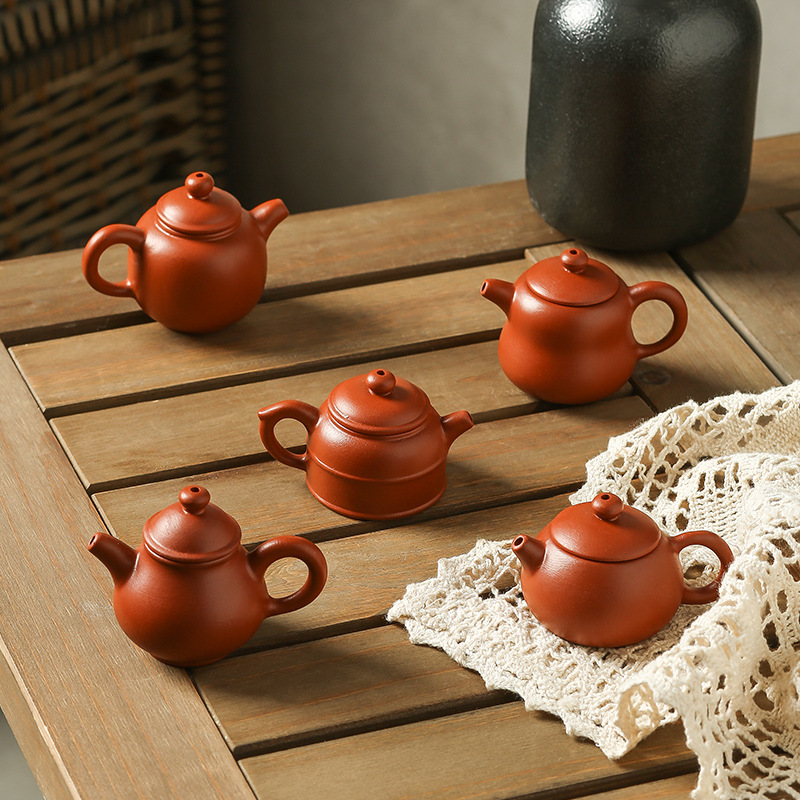 奶茶装饰指尖壶迷你紫砂小茶壶把把壶可茶宠配件可泡茶可开盖紫沙