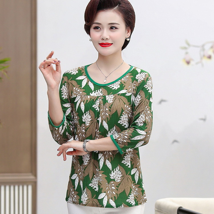 New Women's Clothing 2023 Spring/Summer Middle-Aged and Elderly Women's Half-Sleeve Shirt Fat Mom Loose plus Size Summer T-shirt
