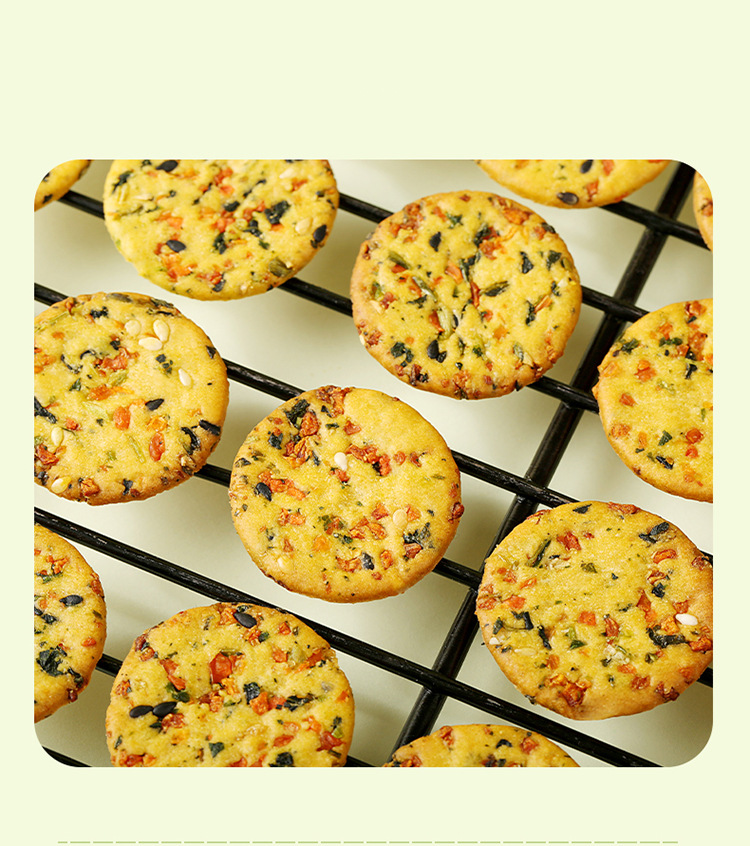 百草味 蔬菜薄脆饼干80g(九蔬小圆饼80g)箱规36包装