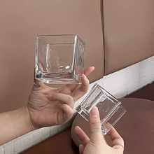 创意正方形玻璃杯家用水杯子小茶杯咖啡杯冷饮杯 ins简约透明杯韩