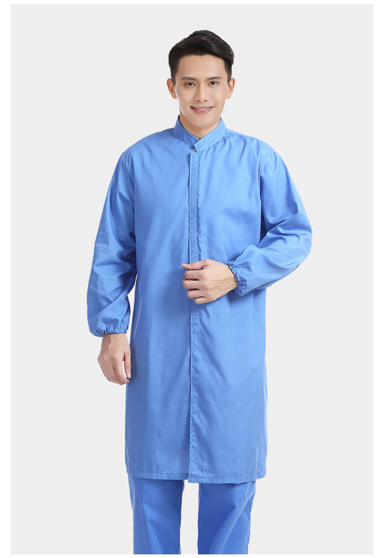 食品加工厂工作服大褂长袖男女好洗透气参观服白蓝制药车间定制