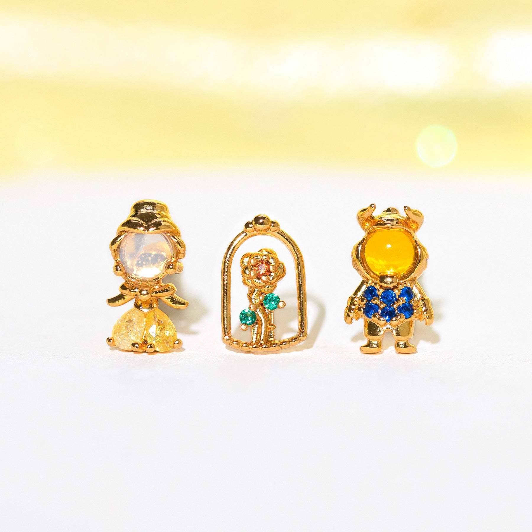 Light Luxury Style Fashion Creative Design Cartoon Three-Piece Earrings Set Ins European and American Micro Inlaid Zircon Earrings Wholesale