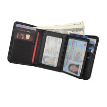 头层牛皮男式真皮钱包信用卡包三折欧美RFID防盗刷短款钱包美金夹