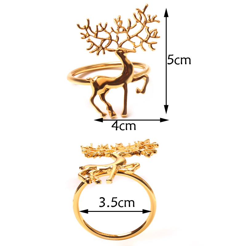Cross-Border E-Commerce Christmas Elk Napkin Ring Napkin Ring Golden Silver Deer Napkin Ring Napkin Ring in Stock