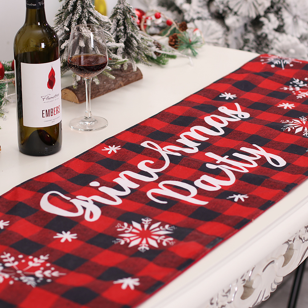 Cross-Border New Arrival Christmas Grinch Christmas Thief Table Runner Christmas Coffee Table Restaurant Desktop Decoration and Layout Supplies