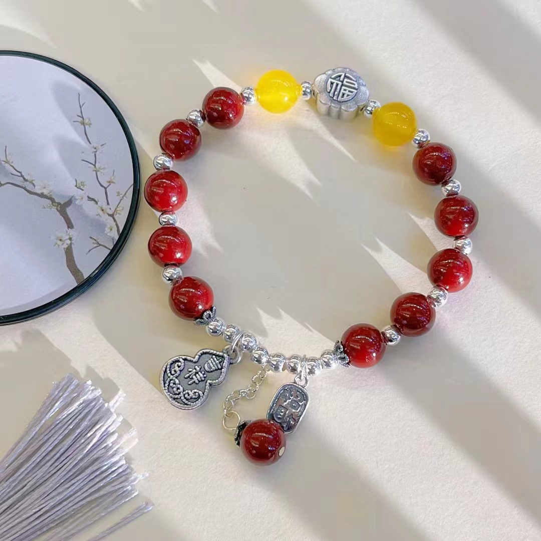 足银吉祥复古葫芦手链时尚百搭通勤款小众设计简约大气灵动小巧款