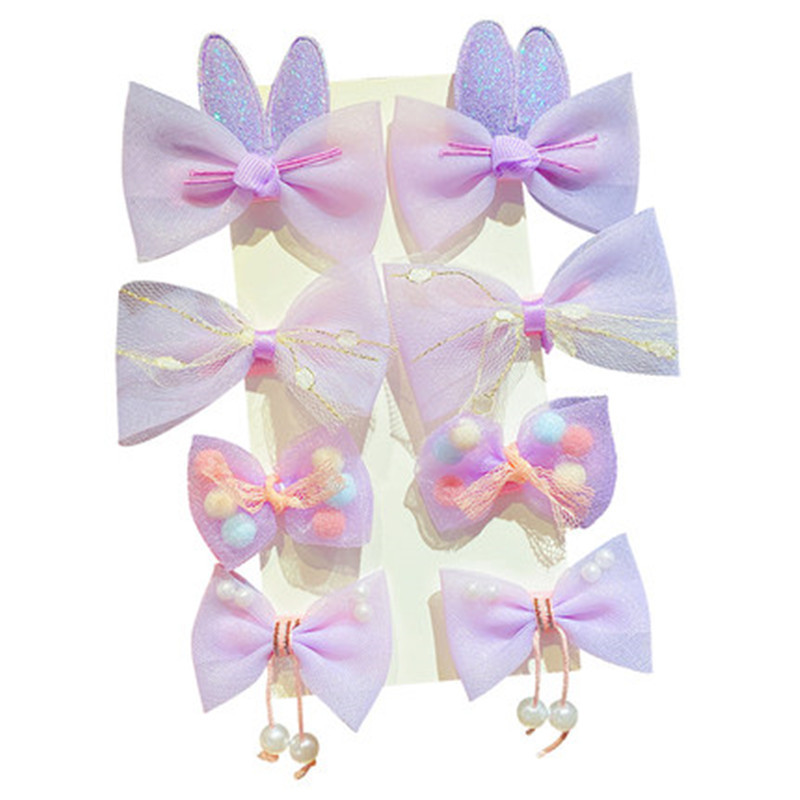 Children's Barrettes Korean Princess Cartoon Does Not Hurt Hair Little Clip Bowknot Girls Shredded Hairpin Bow Tie Mesh Hair Accessories