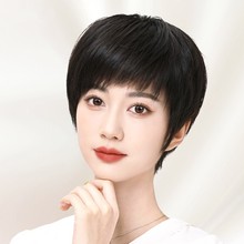 假发短发女真发全真人发中老年妈妈款女士全头套真头发假发套自然