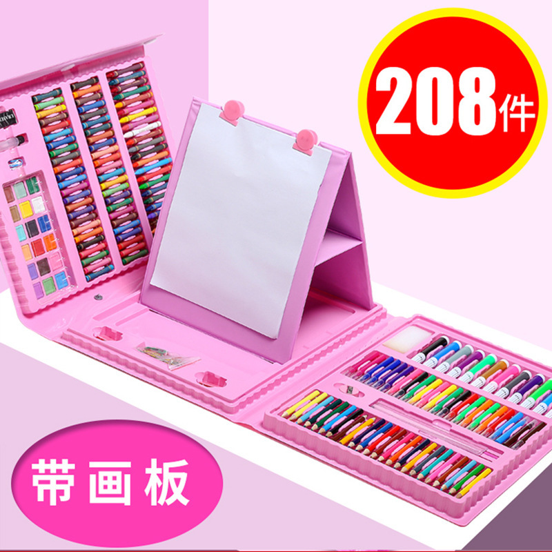 208 Pieces Watercolor Pens Set Student Children's Drawing Tools Art Painting Box Color Pencil Full Set Brush Gift Box