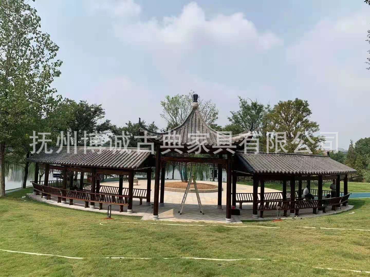 户外长廊凉亭文化古建木制回廊室外花园走廊新农村廊桥庭院