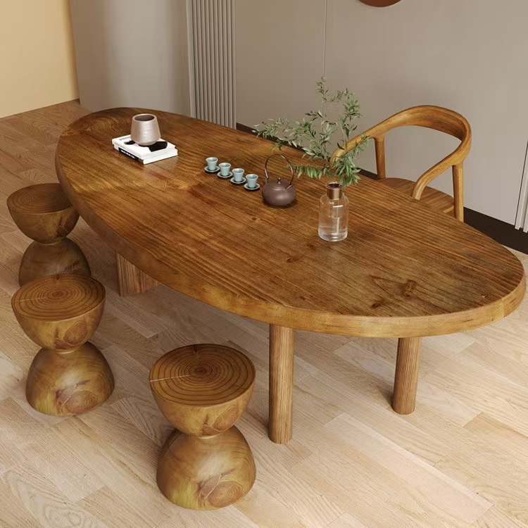 老榆木弧形茶桌椅组合茶台客厅家用茶几桌办公室会客原木泡茶桌
