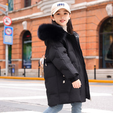 冬季新款儿童羽绒服女童中长款加厚白鸭绒女孩中大童保暖韩版外套