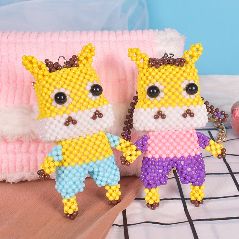 diy手工串珠材料包笨笨呆呆情侣牛挂饰制作米珠钥匙扣包包装饰品
