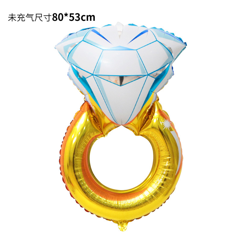 Wedding Ceremony and Wedding Room Proposal Decoration Diamond Ring Shape Aluminum Film Balloon Confession Party Decoration Layout Balloon Cartoon Ring