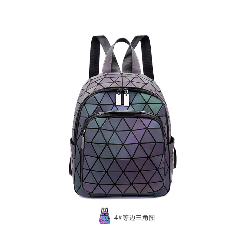 Foreign Trade 2023 New Backpack Anti-Theft Luminous Backpack Lightweight and Large Capacity Schoolbag Fashion Rhombus Backpack for Women