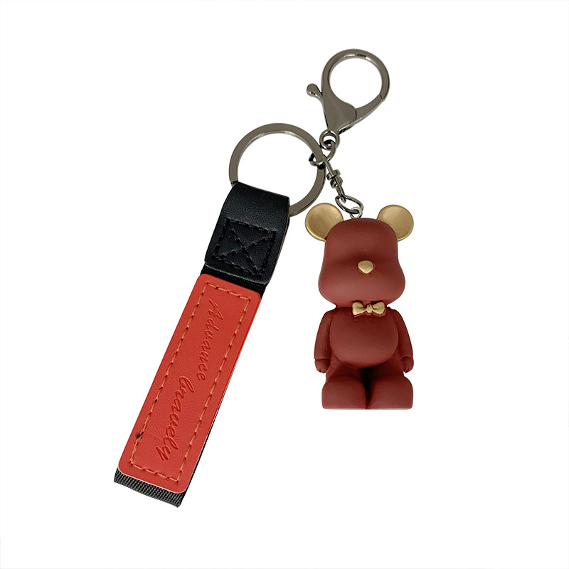 Nordic Bow Tie Bear Keychain Creative Cute Bear Violent Bear Pendant Car Ring Couple Schoolbag Ornaments Wholesale