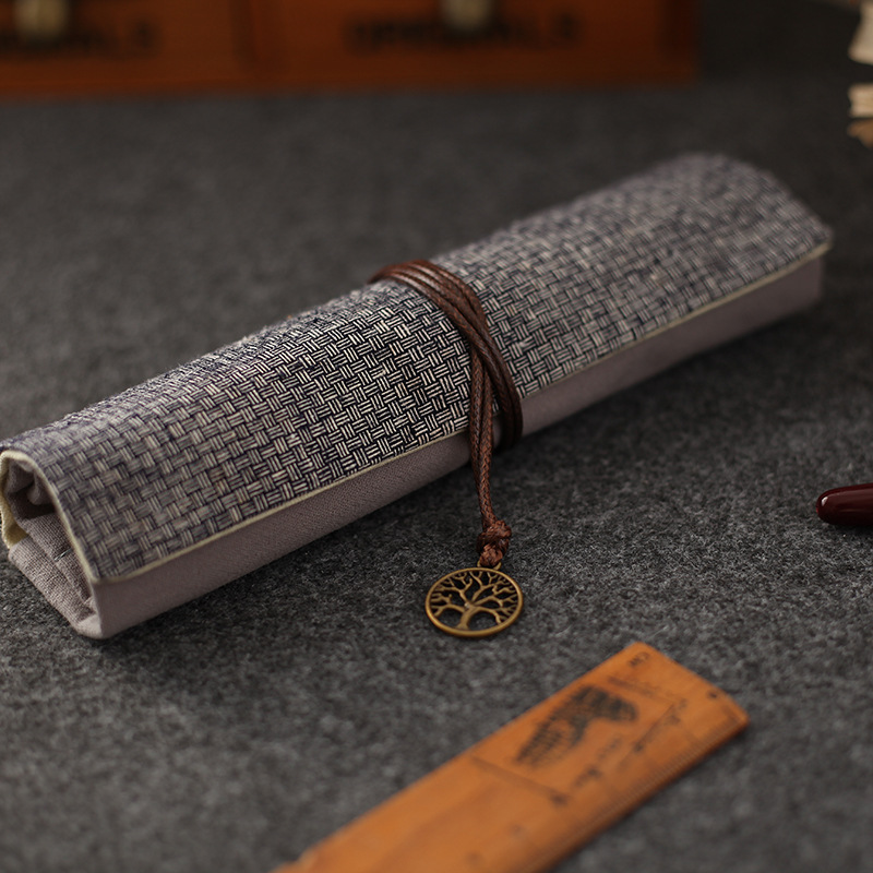 Pencil Case Ins Japanese Good-looking Roller Shutter Pen Storage Pencil Curtain Rolling Pencil Case Pencil Case Men and Women Antique Pencil Box Stationery Case