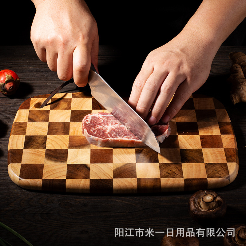 Acacia Mangium Chopping Board Cutting Board Solid Wood Chessboard Grid Cutting Board Kitchen Chopping Board Wooden Kitchenware Wholesale Factory Customization