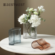 Best west 简约ins透明水培玻璃花瓶摆件 家居软装创意装饰品花器