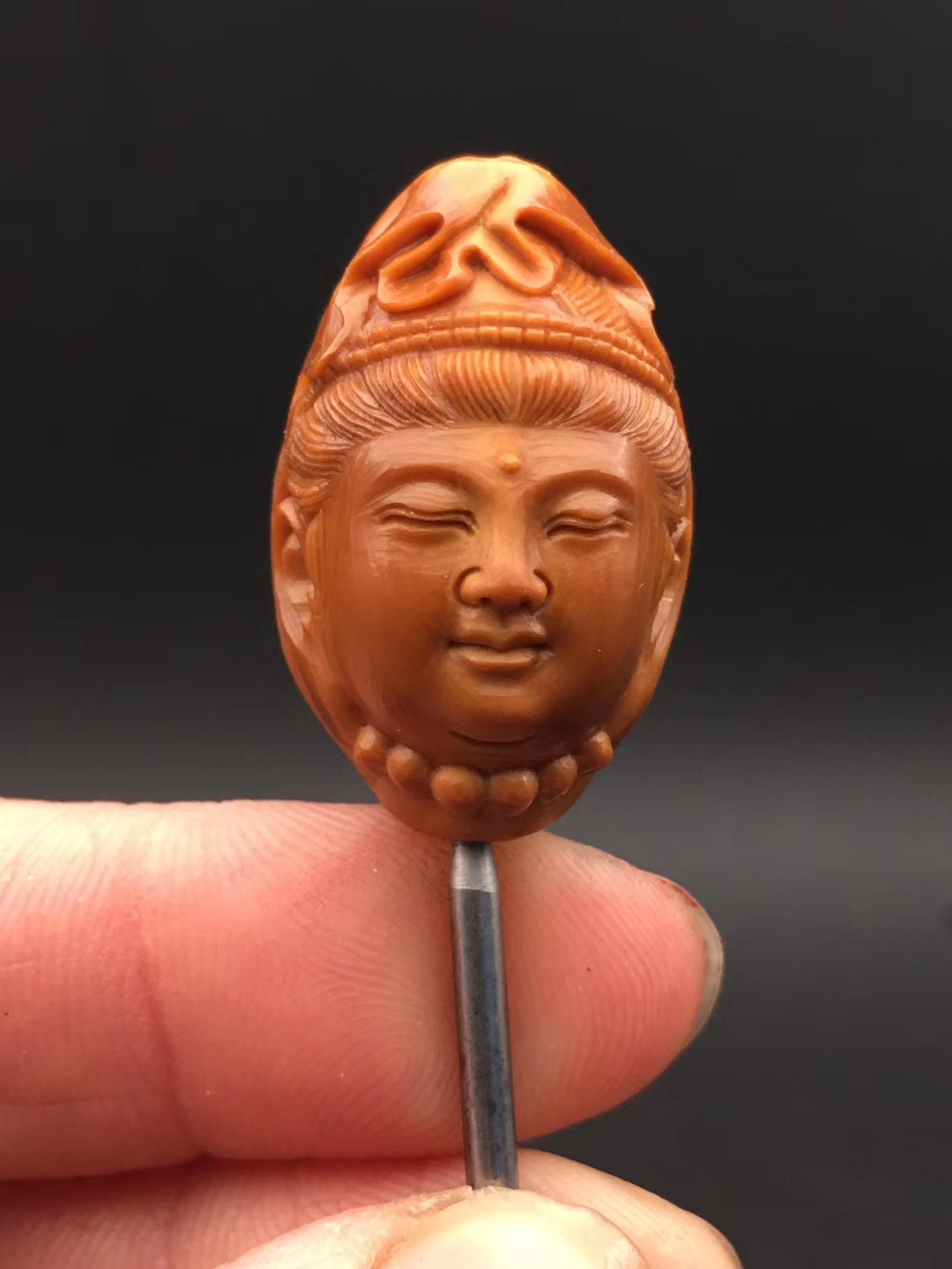 胖哥橄榄核单颗观音头纯手工核雕大籽单粒胡雕刻核桃配饰