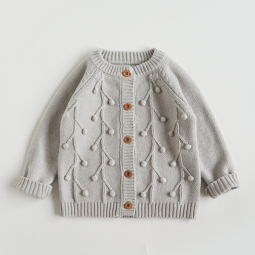 童装毛衣批发新款女童欧美风秋装爆米花豆豆棉线针织宝宝毛衣开衫