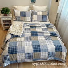 外贸原单 棉绗缝床盖三件套 密绗缝 单件  枕套 床盖 1.5米床