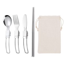 现货厂家直销不锈钢折叠餐具刀叉勺沙拉勺筷子户外旅行便携餐具