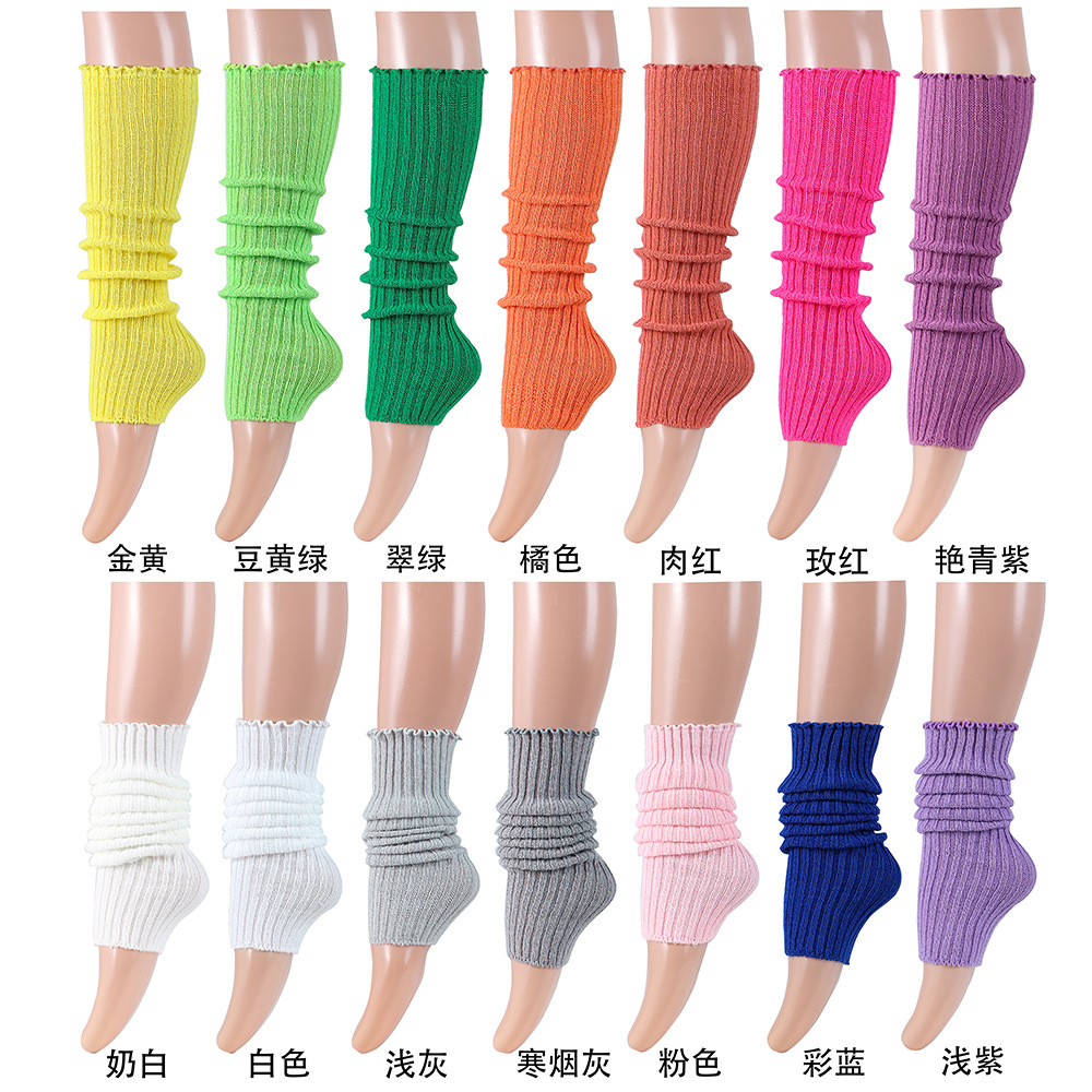 Women's Warm Feet Set Halloween Dress up Accessories Party Thick Leg Warmer Spring and Autumn Colorful Fluorescent Wool Knitted Leg Warmers