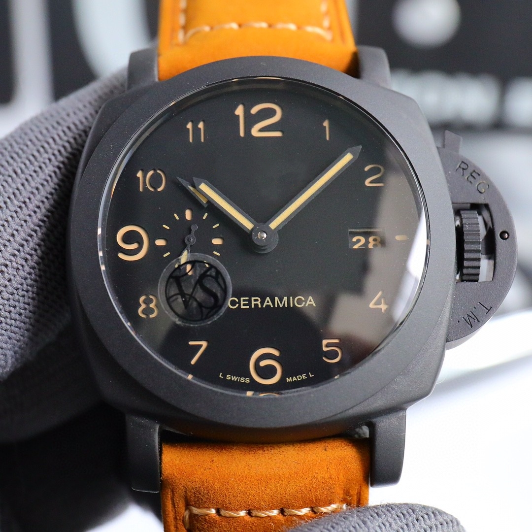 纳海44mm黑色大表盘男士全自动机械表gmt四针多功能腕表欧美新款