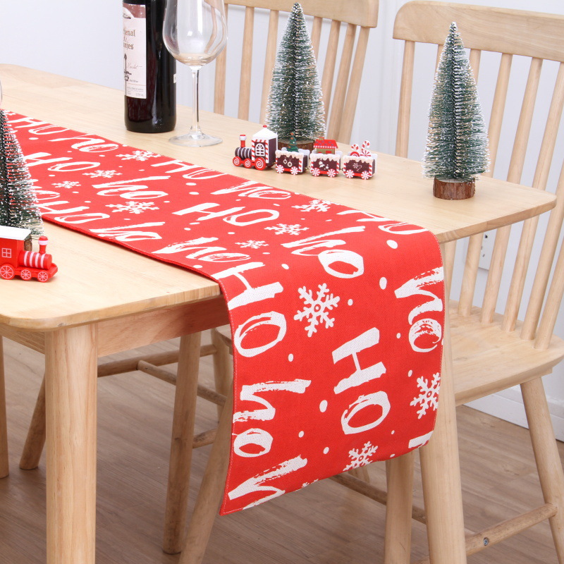 Christmas Decoration Family Party Gathering Scene Layout Table Runner Christmas Tablecloth Dining-Table Decoration