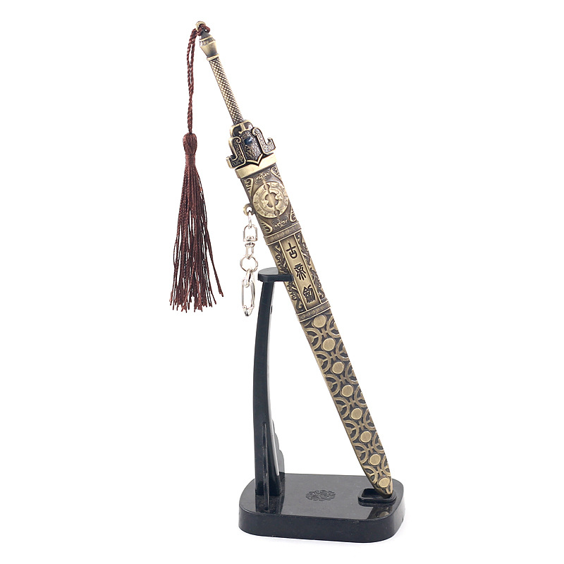 狄仁杰影视周边亢龙锏武器22cm带鞘全金属工艺品摆件