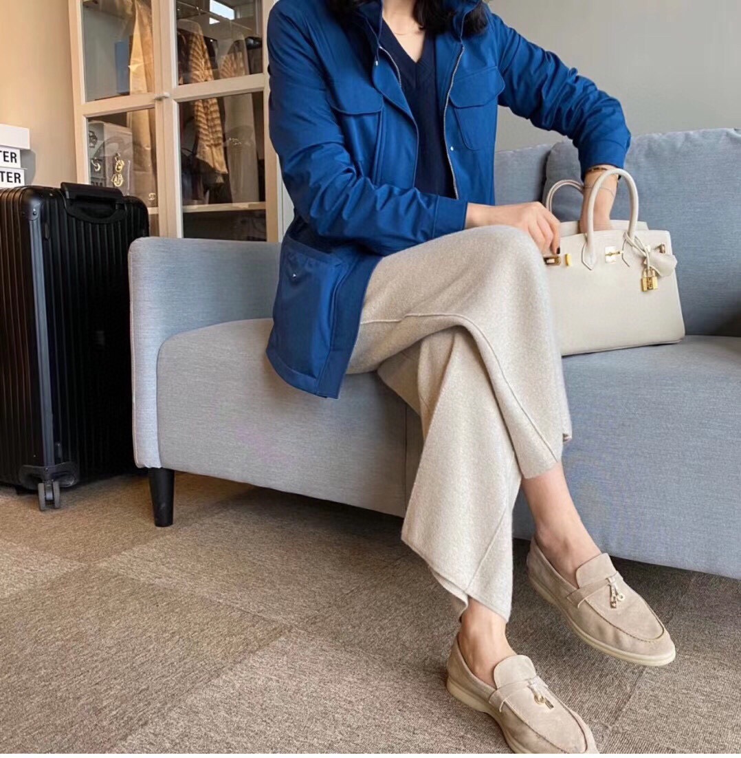 踩屎感软舒服意大利loro*piana乐福鞋女lp真皮懒人鞋复古麂皮女鞋