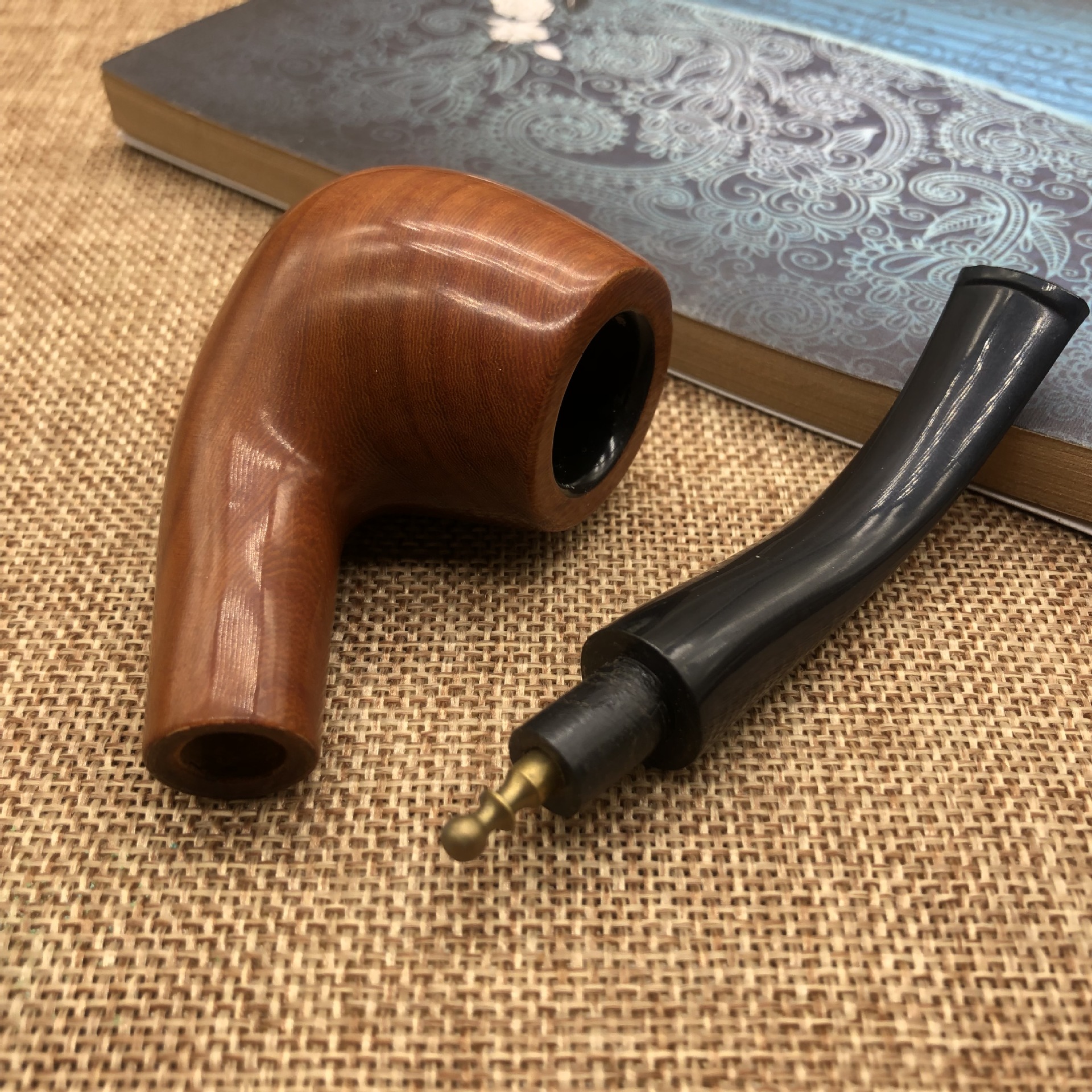 实木老式男士便携烟斗旱烟烟斗花梨木红木烟斗实木烟斗厂家批发