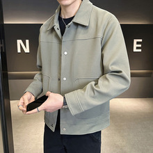 时尚男装潮牌条绒休闲夹克男士春季大口袋翻领时尚外套纯色简约