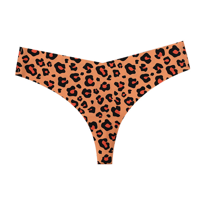 Foreign Trade Sexy Leopard Print T-Back T-Shaped Panties Seamless Underwear Women's Ice Silk Breathable Quick-Drying Sports T-Back Pure Cotton