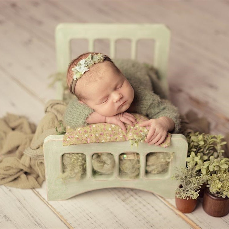 新款摄影道具新生儿拍照道具床外贸复古婴儿摄影辅助道具做旧小床