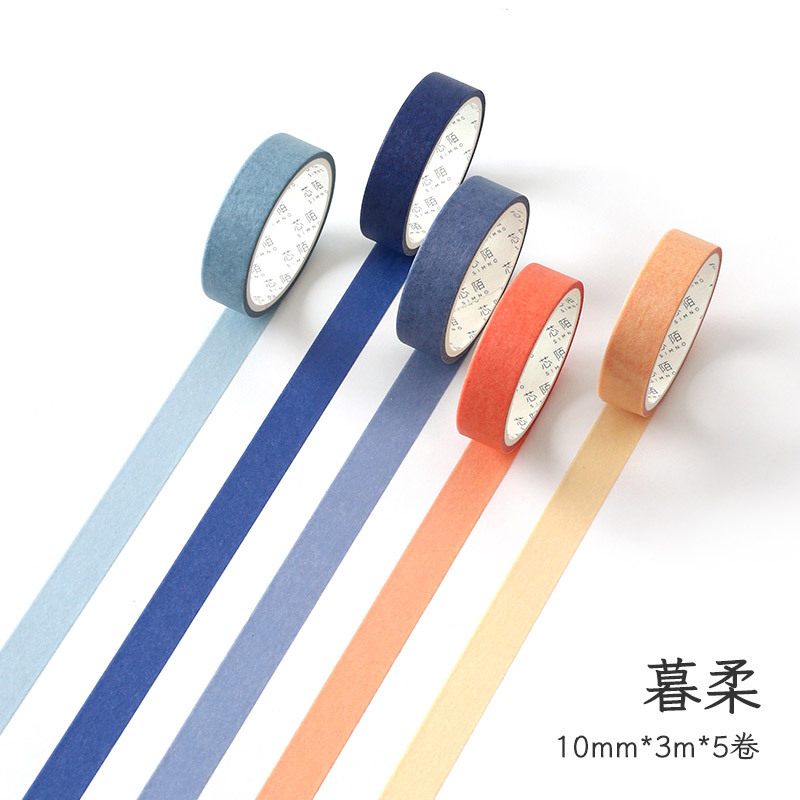 芯陌5卷装纯色胶带 油画系列 可撕日记手帐素材diy装饰贴画 8款