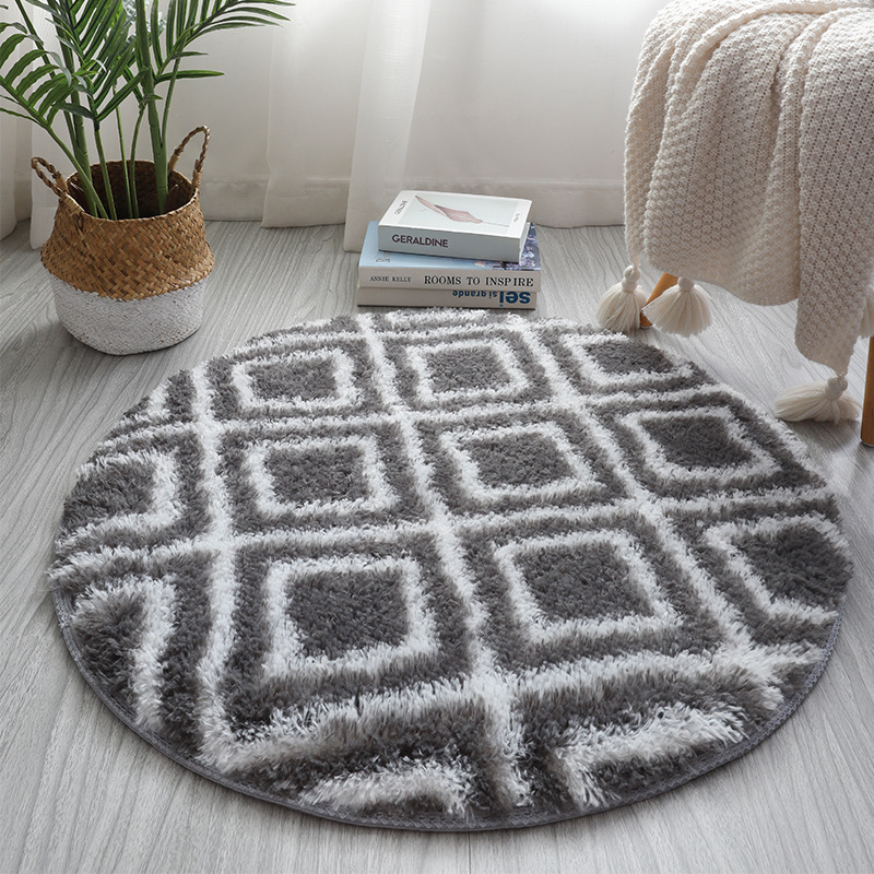 Factory Direct Sales Wholesale Pattern Silk round Filament Wool Pattern Living Room Coffee Table Sofa Bedroom Bed Front Floor Mat Fabric