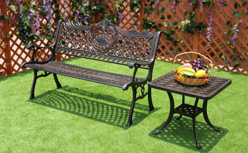 户外公园金属椅花园庭院椅子露天座椅小区广场靠背铸铝长椅长条凳