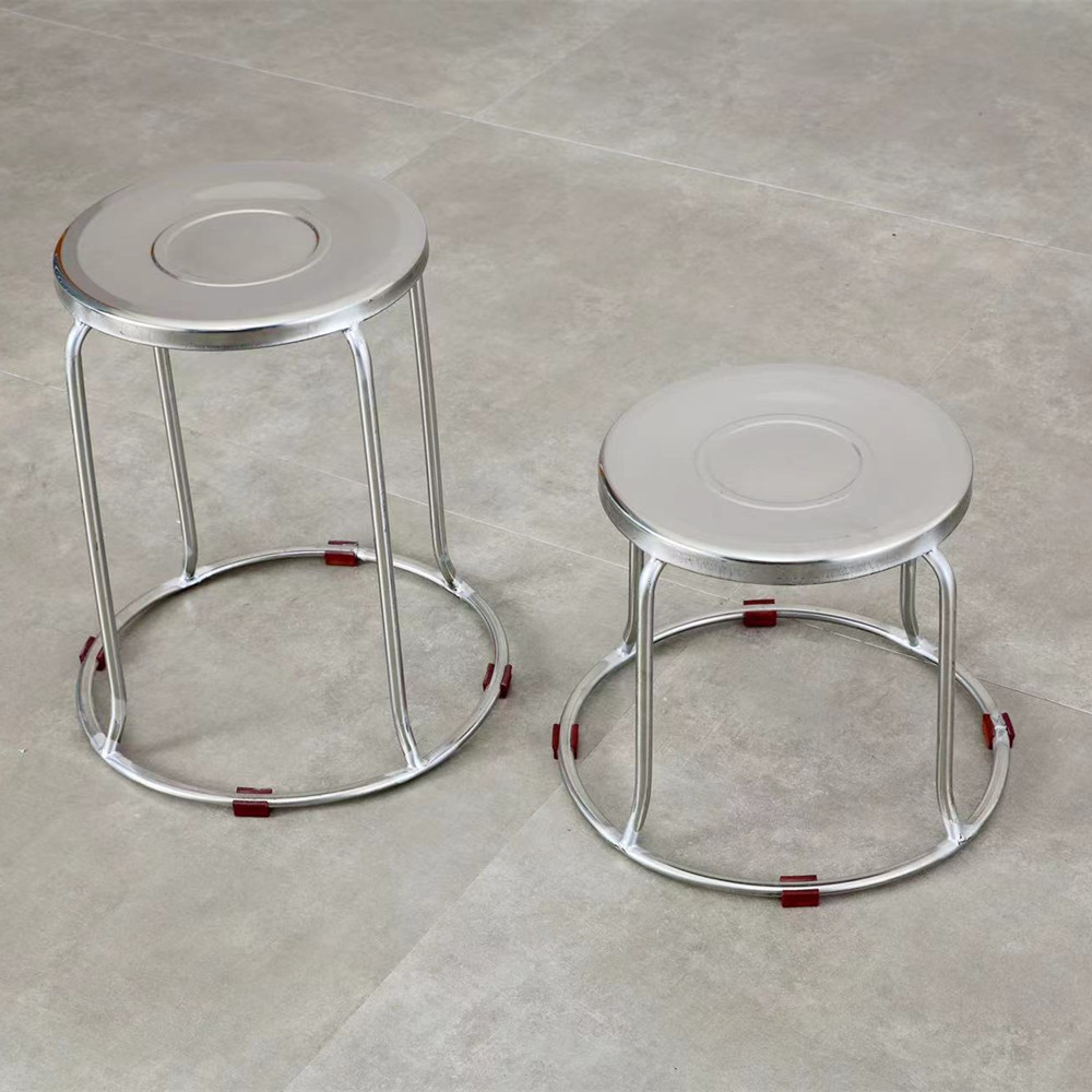 不锈钢凳子家用圆凳成人加厚便携钢筋凳现代简约经济型高凳矮凳